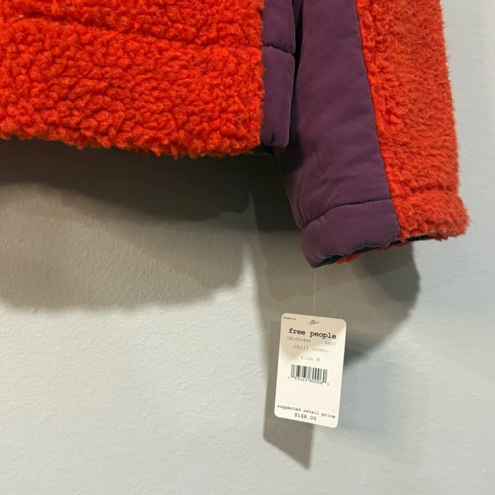 FREE PEOPLE WE THE FREE SHERPA CHILI COMBO BOMBER RED AND PURPLE QUILTED SIZE M - Image 7