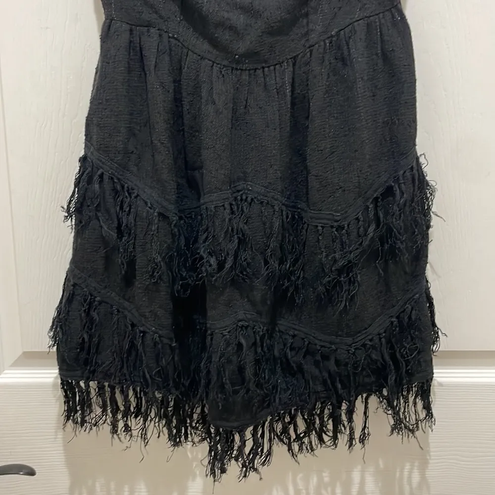 Billabong Designers Closet Black Strapless Fringe Tiered Mini Dress - Image 4