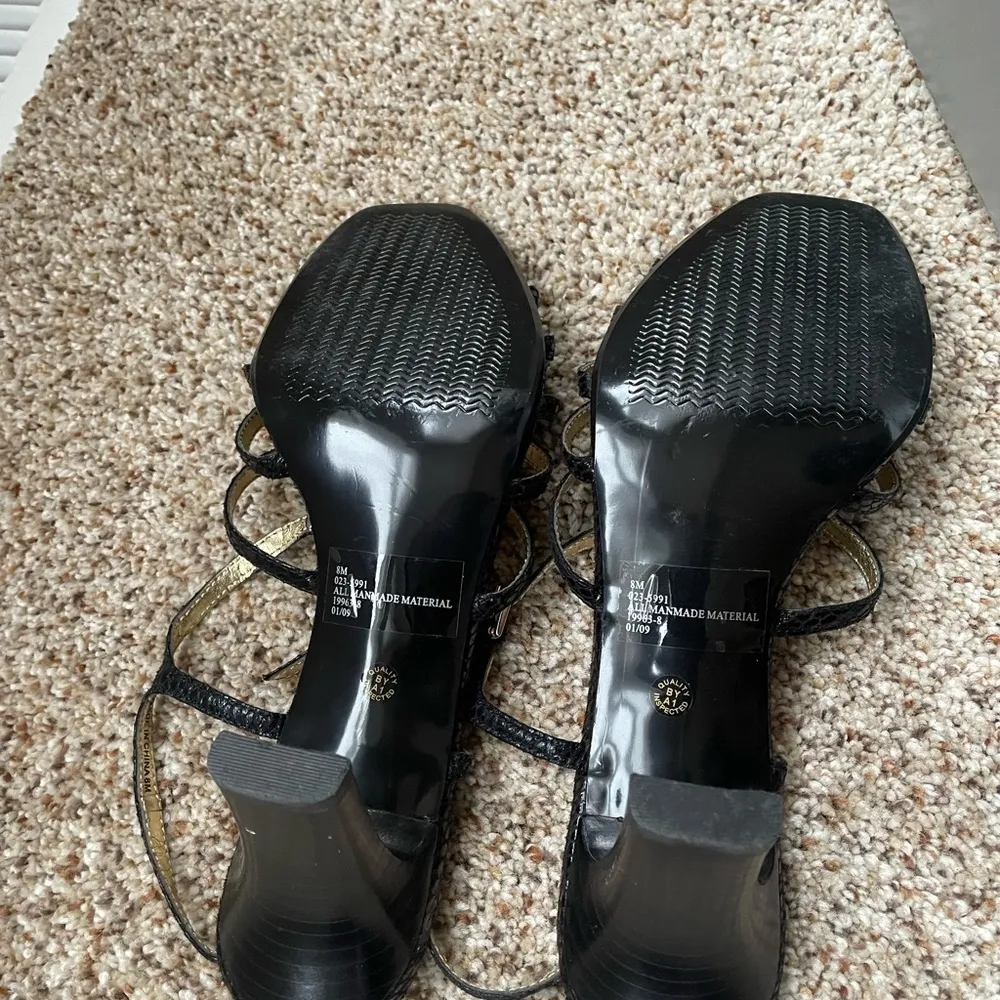 Worthington Womens Black Strappy Slip On Square Open Toe Heels Size 8 New In Box - Image 4