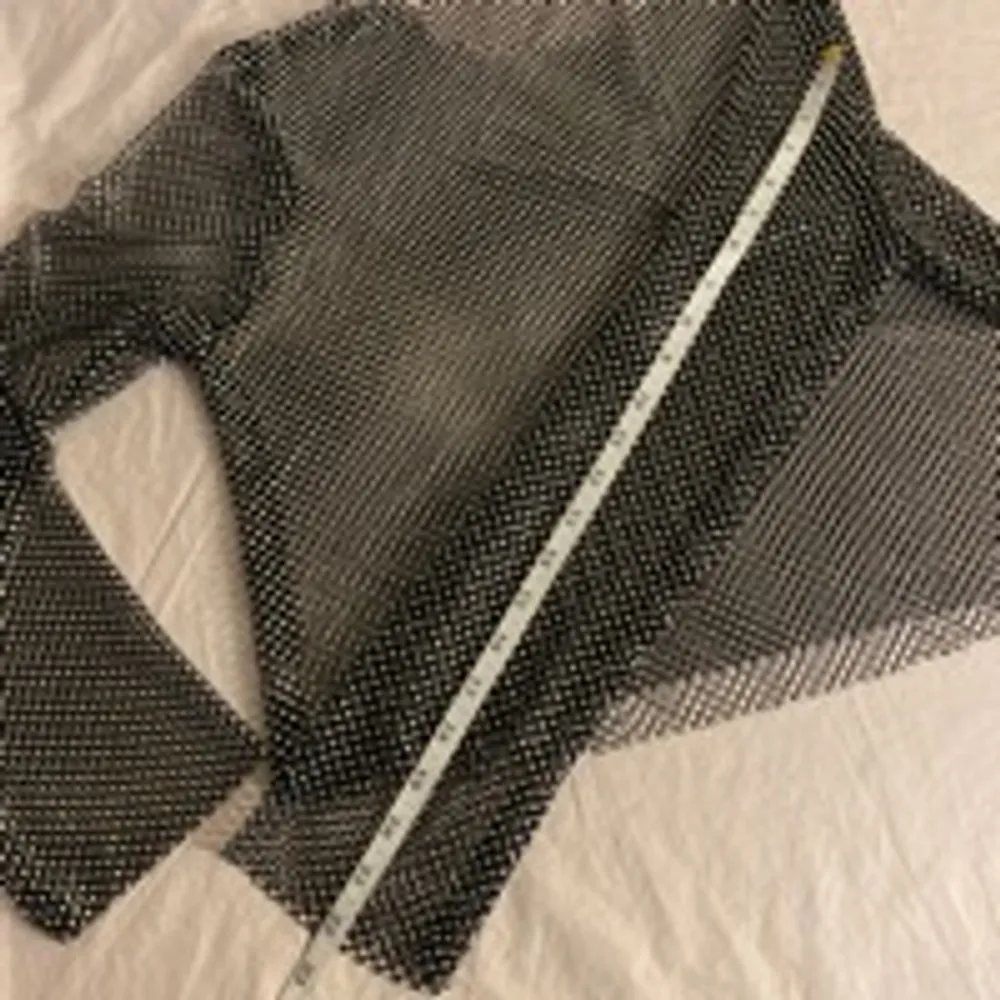 Haute Monde Mesh Black Rhinestone Top Women's XL Long Sleeve Sparkle - Image 13