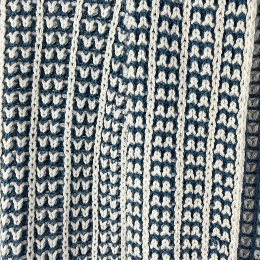 Pink Republic Knitted Cardigan Sweater‎ Womens Sz S Blue White Open Front Chunky - Image 12