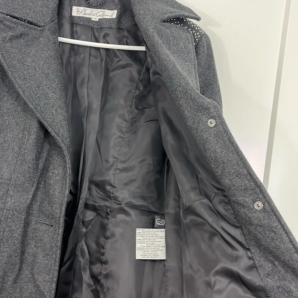 New Kenneth Cole Size 6 Gray Melton Wool Blend Peacoat with Pockets - Image 10