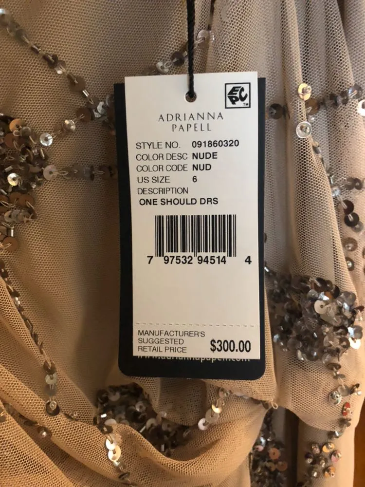 Adrianna Papell One Shoulder Beaded Gown - Image 7