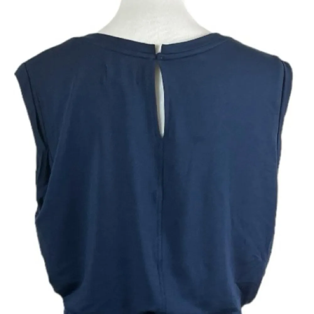 Lou & Grey Women’s Romper Pockets Sleeveless Ponte Knit Navy Blue Size Large - Image 8