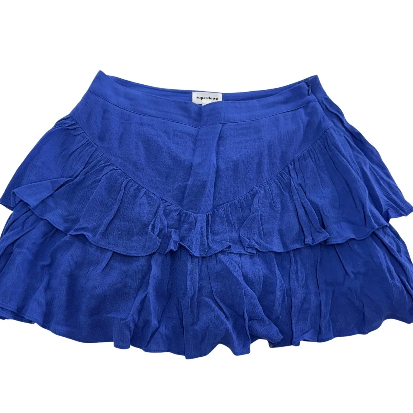 Superdown Skirt‎ Womens Small Blue Becky Ruffle Tier Mini - Image 2
