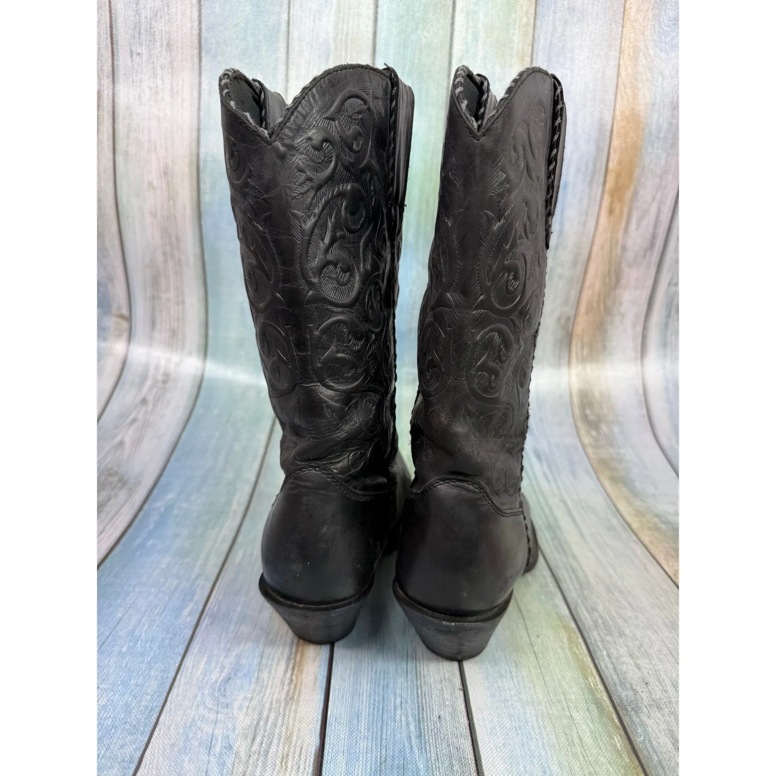 Durango Black Cowboy Boots Women's Size 9 Western Round Toe Spur Ledge - Image 4