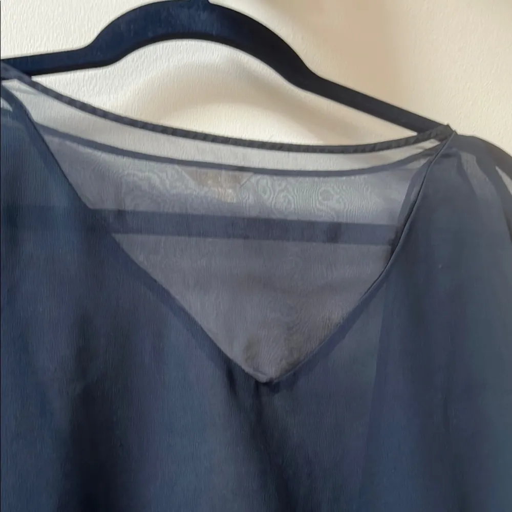Heritage 1981 | Elegant Navy Sheer Women's Top Size Large - Image 3