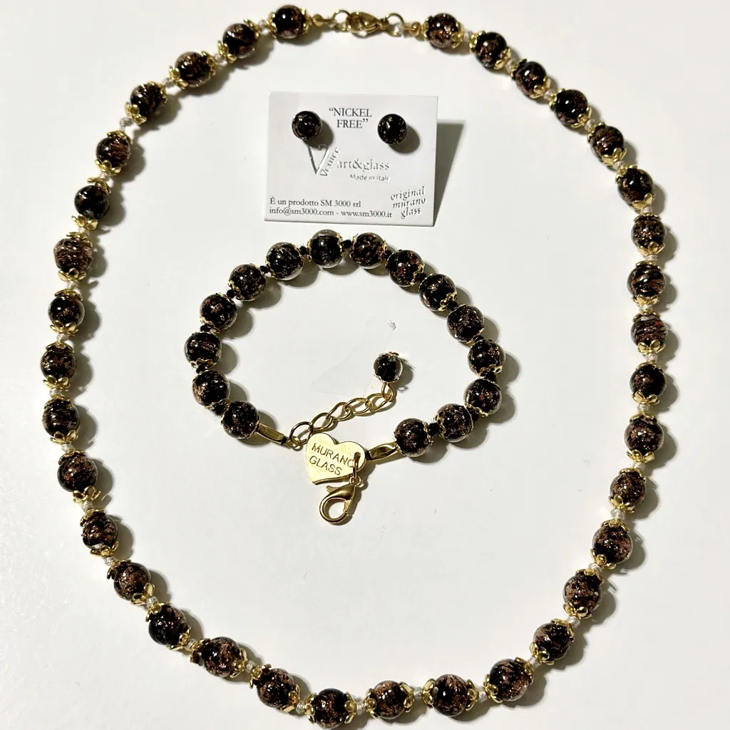 🇮🇹 Murano Glass 3 Beauties Set Black and Gold - Image 5