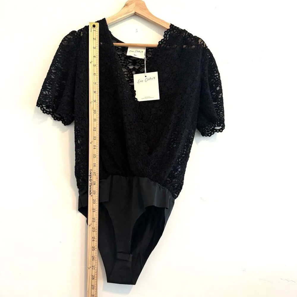 Black Lace Ornella Bodysuit easy clothes luxury women black M/L Size M - Image 14