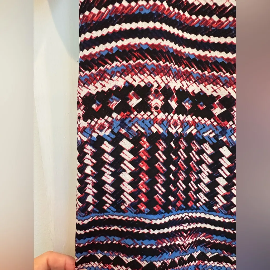 BCBGMAXAZRIA Red & Blue Andie 100% Silk Boho Aztec Southwestern Dress Size S - Image 9