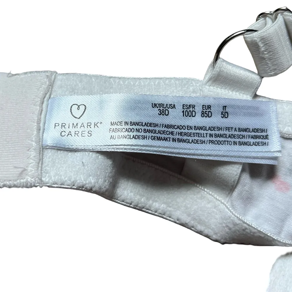 Primark White Bra with Pink Floral Accents - Image 3