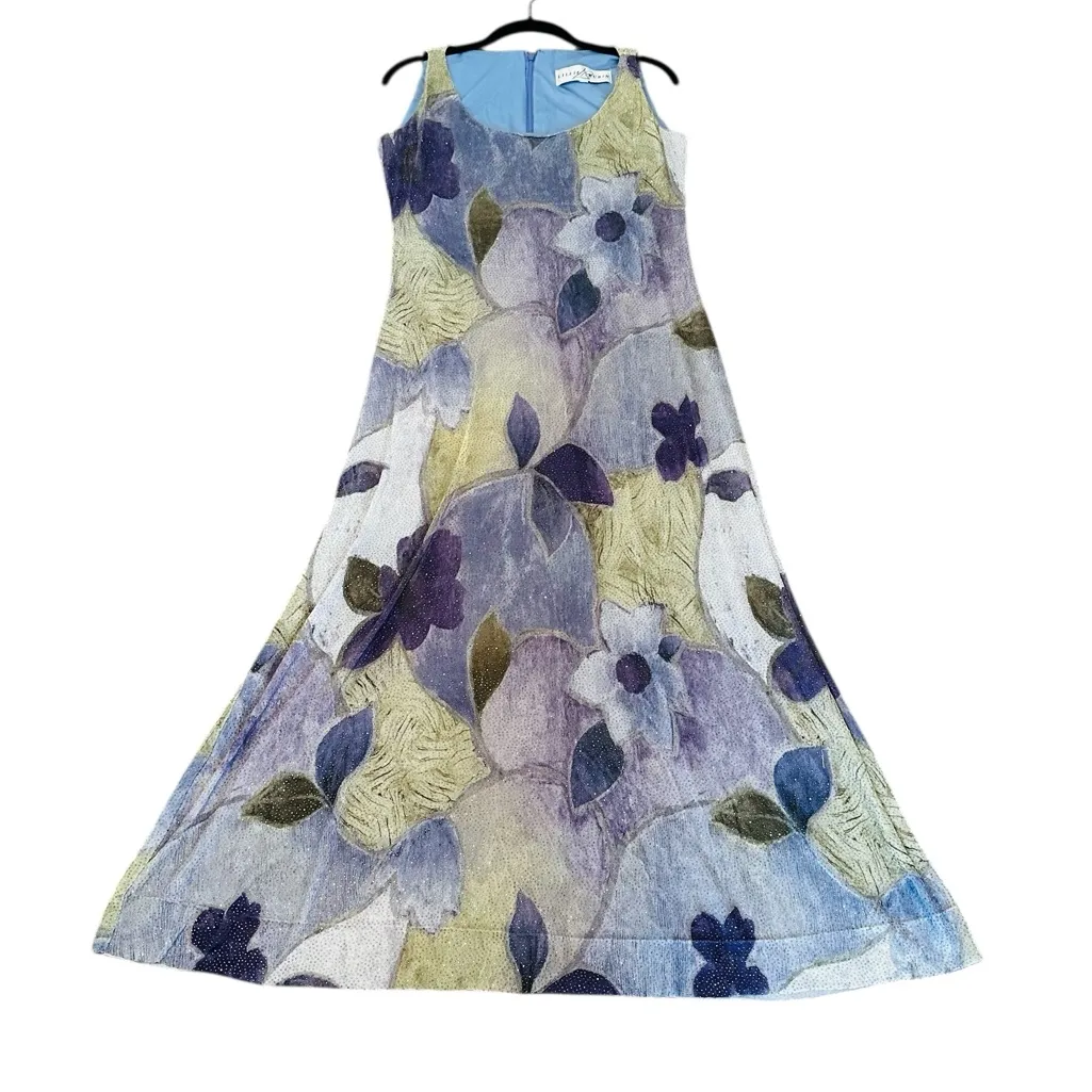 Vintage Sleeveless Maxi Dress Daisy Floral 90s Grunge Boho Fairy Size Large Purple - Image 13