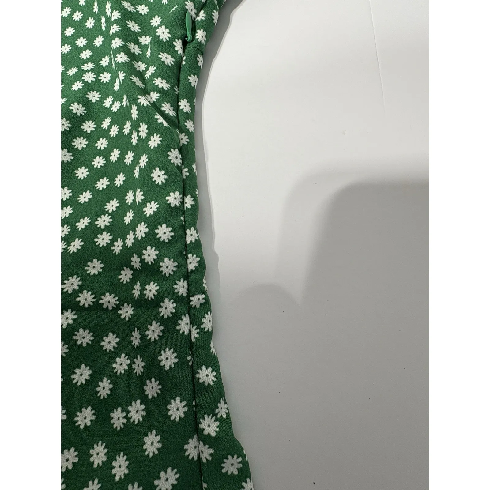 Green Floral‎ Wrap Midi Dress Ruffle Hem Short Sleeve Cotton Blend Women's XL - Image 9