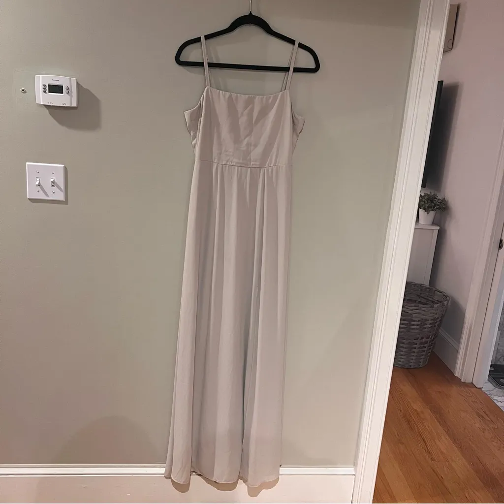 Show Me Your Mumu Lauren Tie Maxi Dress in Soft Beige Chiffon - Image 2