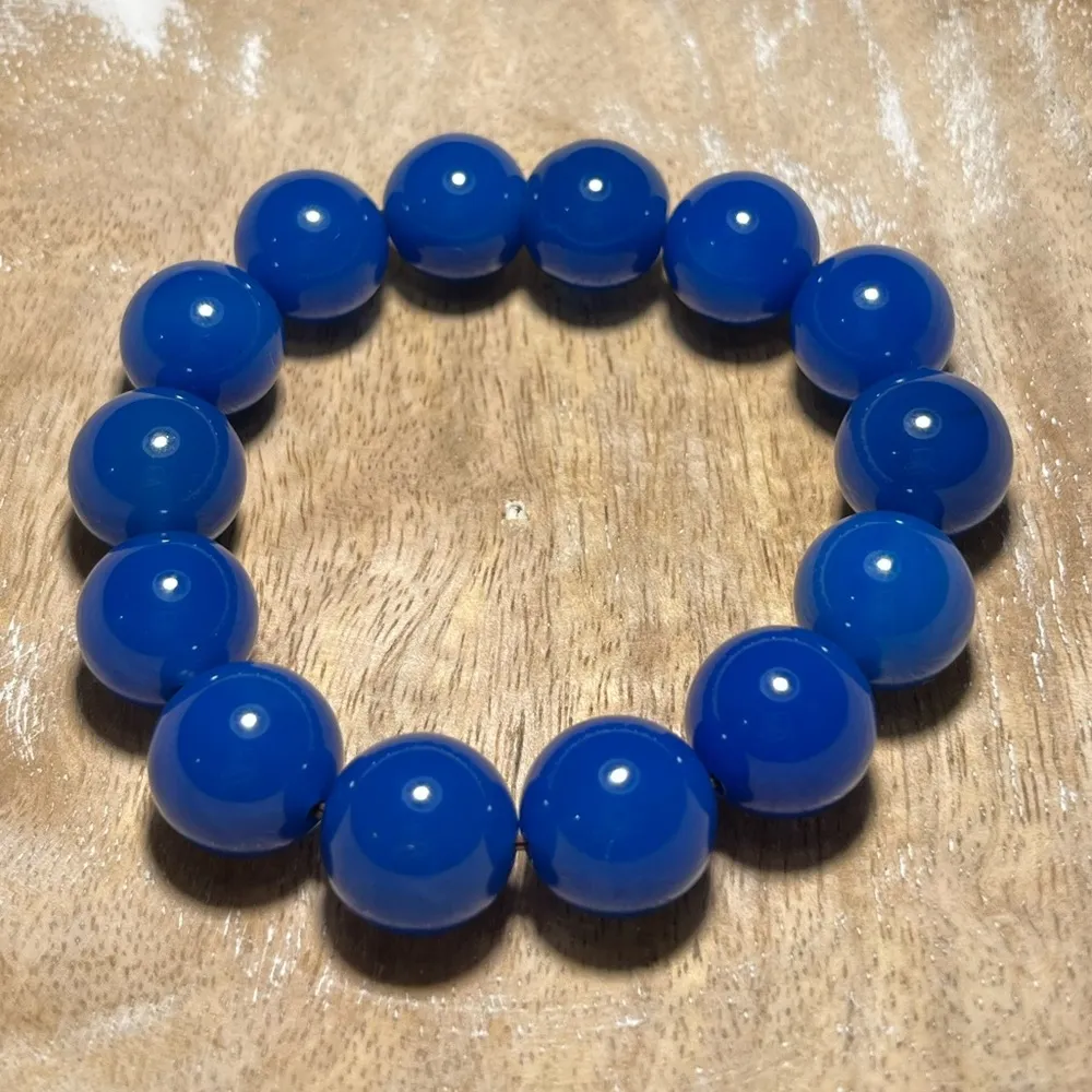 NWOT Synthetic Blue Jade Large Beaded Bracelet - Image 6