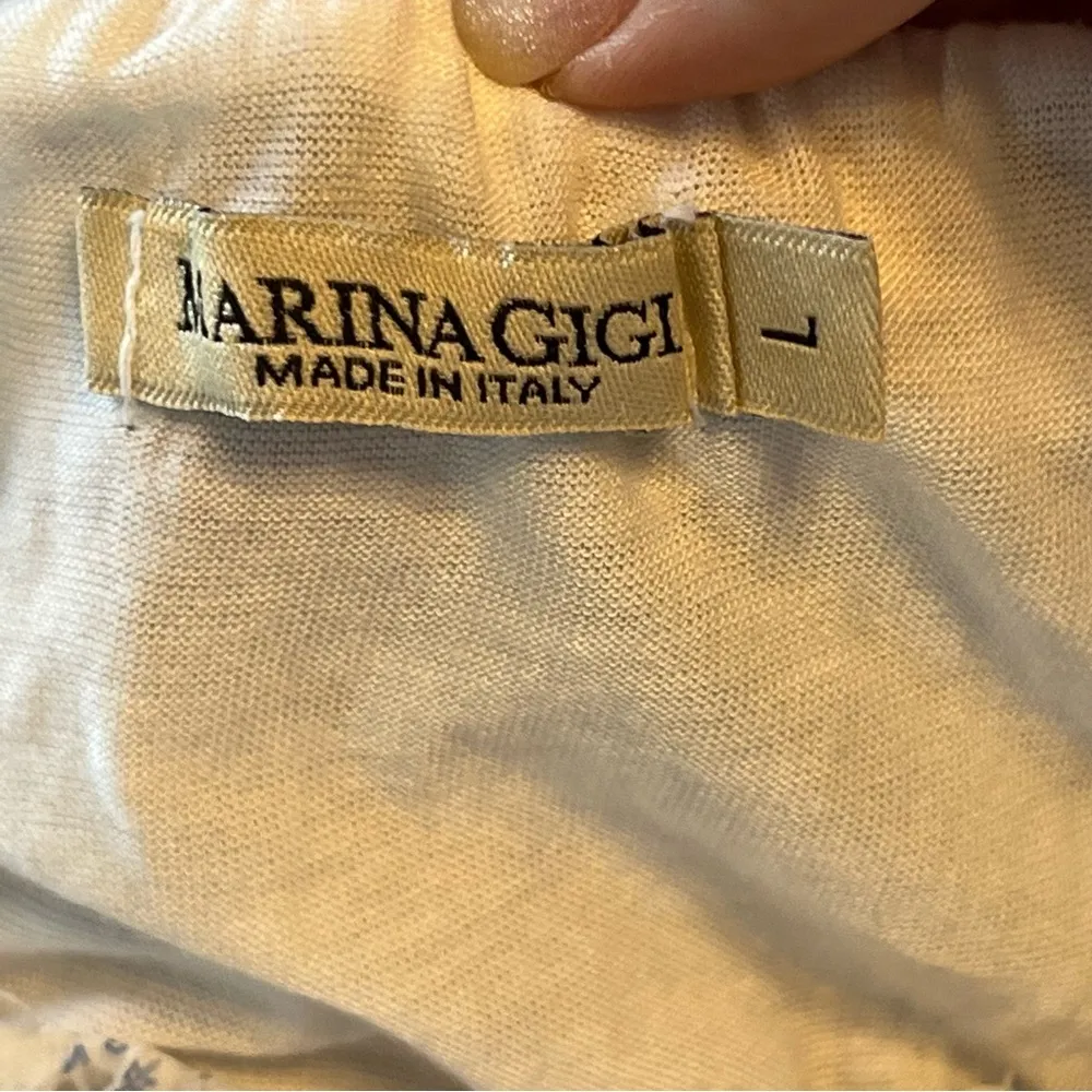 Marina Gigli Women Size Large White Blue Layered Mesh 100% Silk Blouse Top Shirt - Image 2