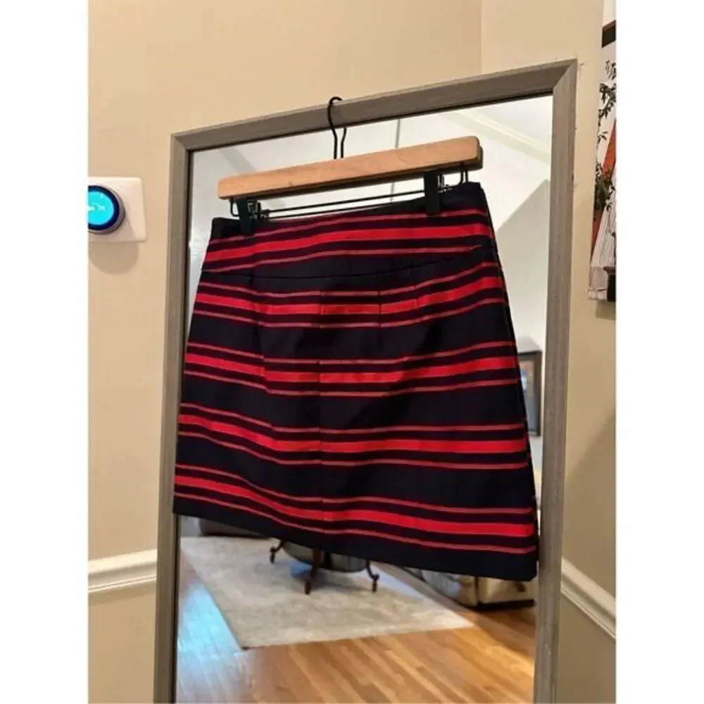 LOFT Striped Mini Skirt Size 2 Navy Blue Red Pencil Skirt - Image 3