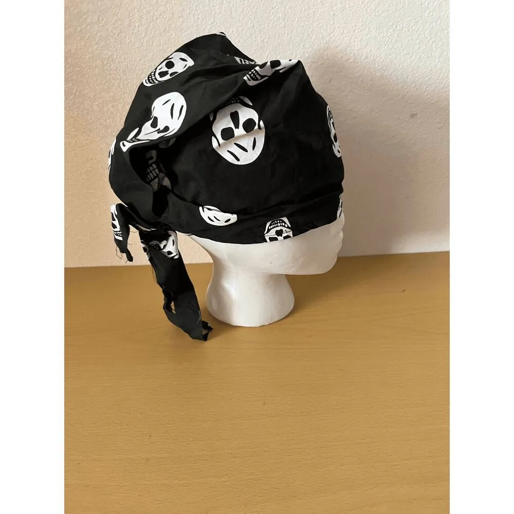 Skull pirate bandana hat Black - Image 2