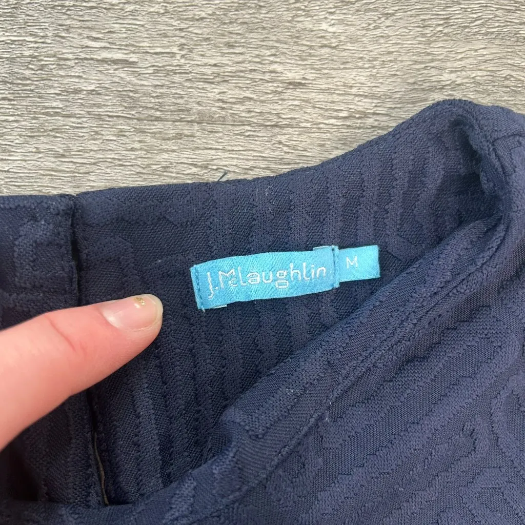 J. Mclaughlin navy catalyst dress textured pockets 3/4 sleeve size medium J43 Blue - Image 2