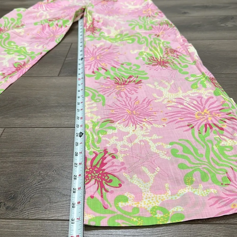 Lilly Pulitzer Mid Rise Wide Leg Pants‎ Pink Green Size Small - Image 8