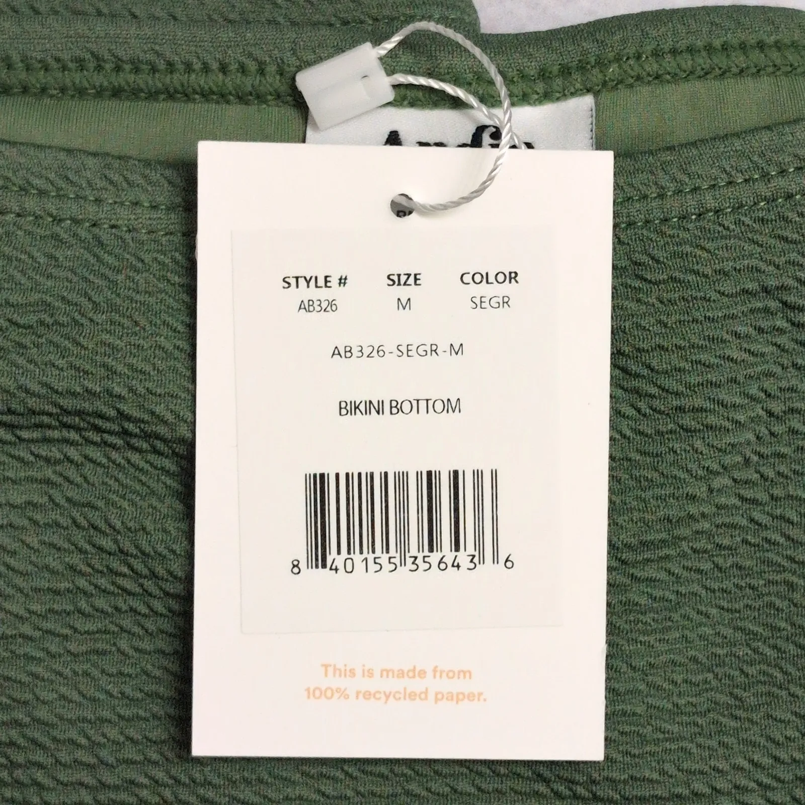 NWT Andie Bikini Bottom Seagrass Green Textured Mid-Rise Medium - Image 8