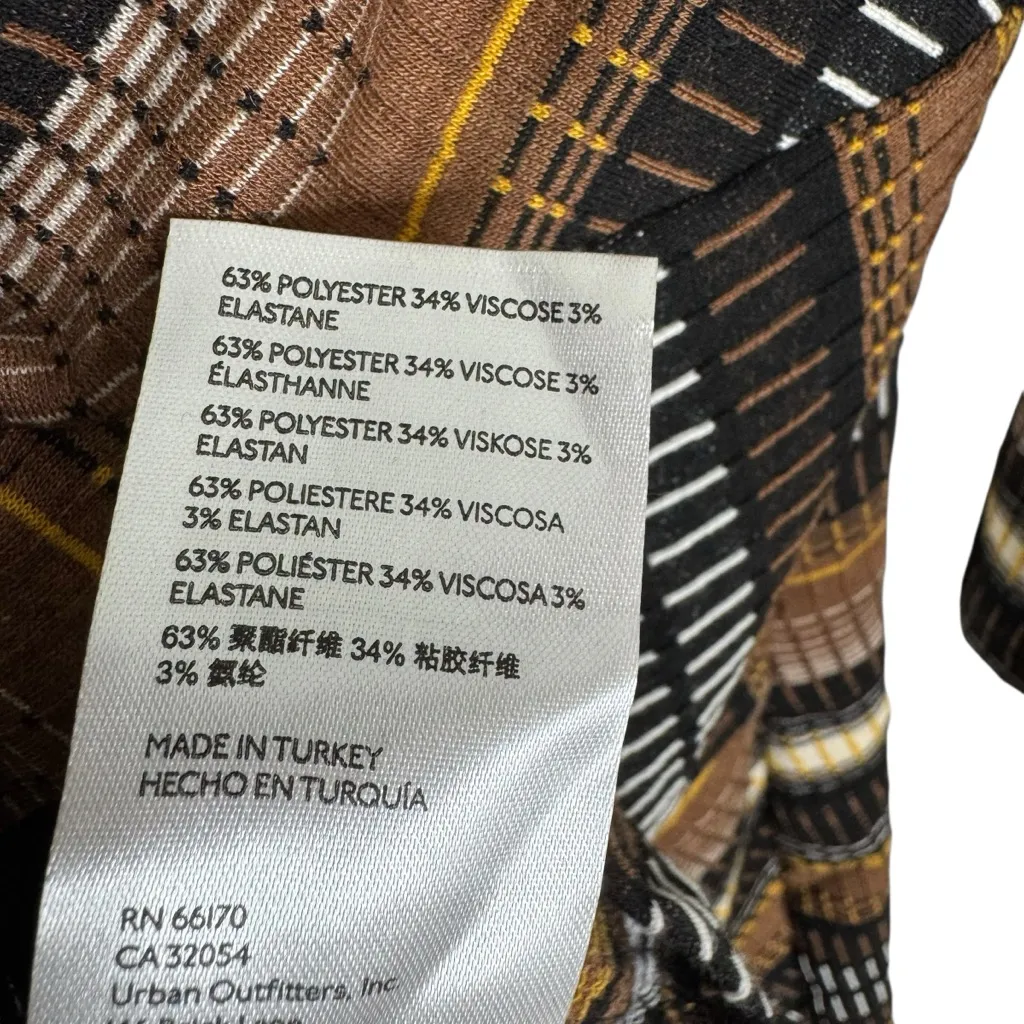 Anthropologie Maeve Black Knit Motif Wrap Midi Dress Brown Black Size M - Image 12