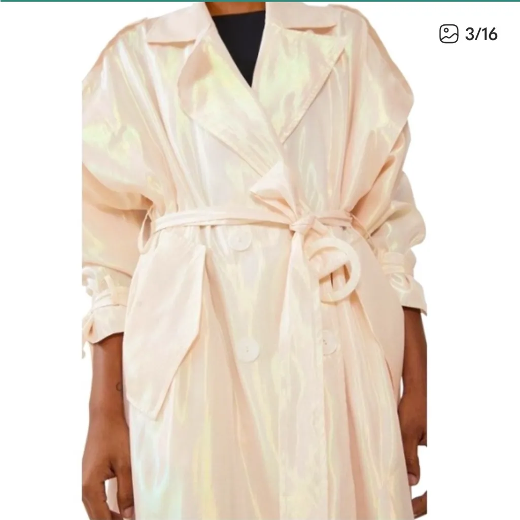 ZARA Limited Edition Iridescent Pearlescent Trench Coat Belted Sheer Midi S/M - Image 10