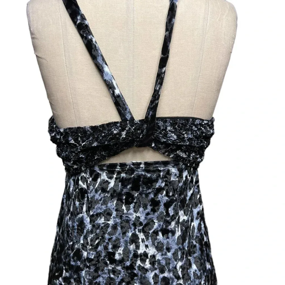 Free People Virgo‎ Moon Velvet Slip Minidress Gray Black Leopard Size XS - Image 10