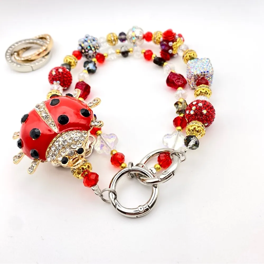 🐞Luxury Bag/Phone Chain Charm/Keychain Rhinestone LADYBUG Bling Crystal Beads - Image 8