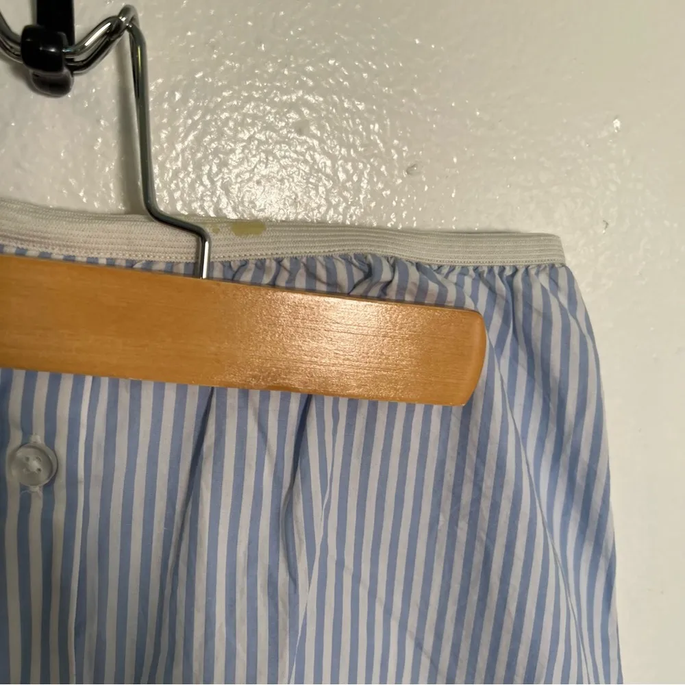 Monki Button Front Midi Skirt Blue White Stripe XS - Image 5