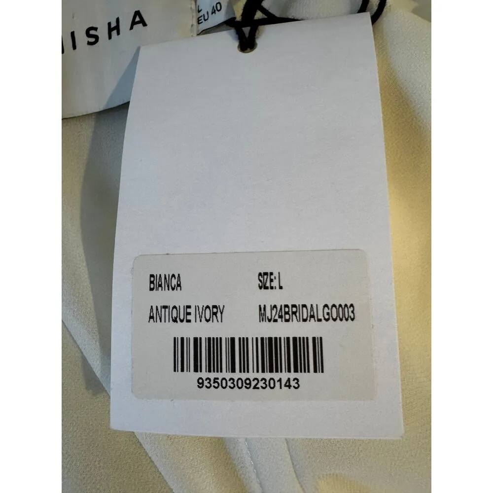 NWT MISHA Bianca Off Shoulder Long Sleeve Gown in Antique Ivory Size Large White - Image 10