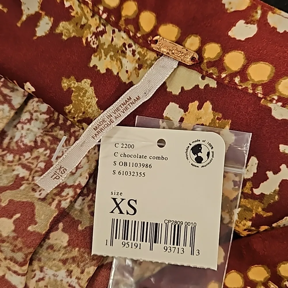 💕FREE PEOPLE💕 Run Free Tunic~ Satin Chocolate Combo Print XS NWT - Image 16