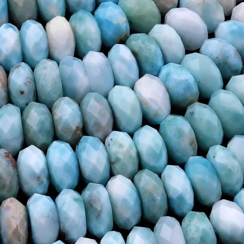 Larimar & Peruvian Pink Opal Faceted Beaded Bracelet handmade in Maui - Image 7