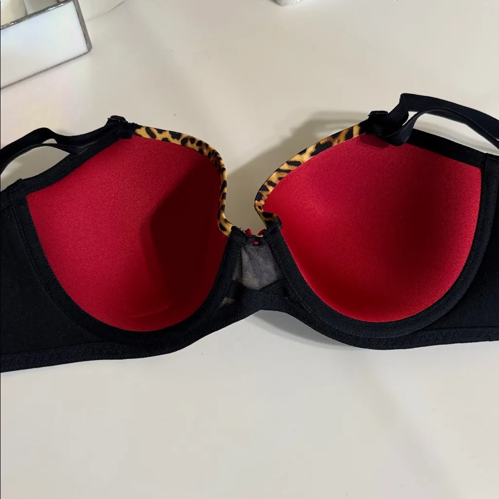 NWT Catnap Black Leopard Print Sensuous SidesRed FCC Lined Full Coverage Size34D Brown Size undefined - Image 4
