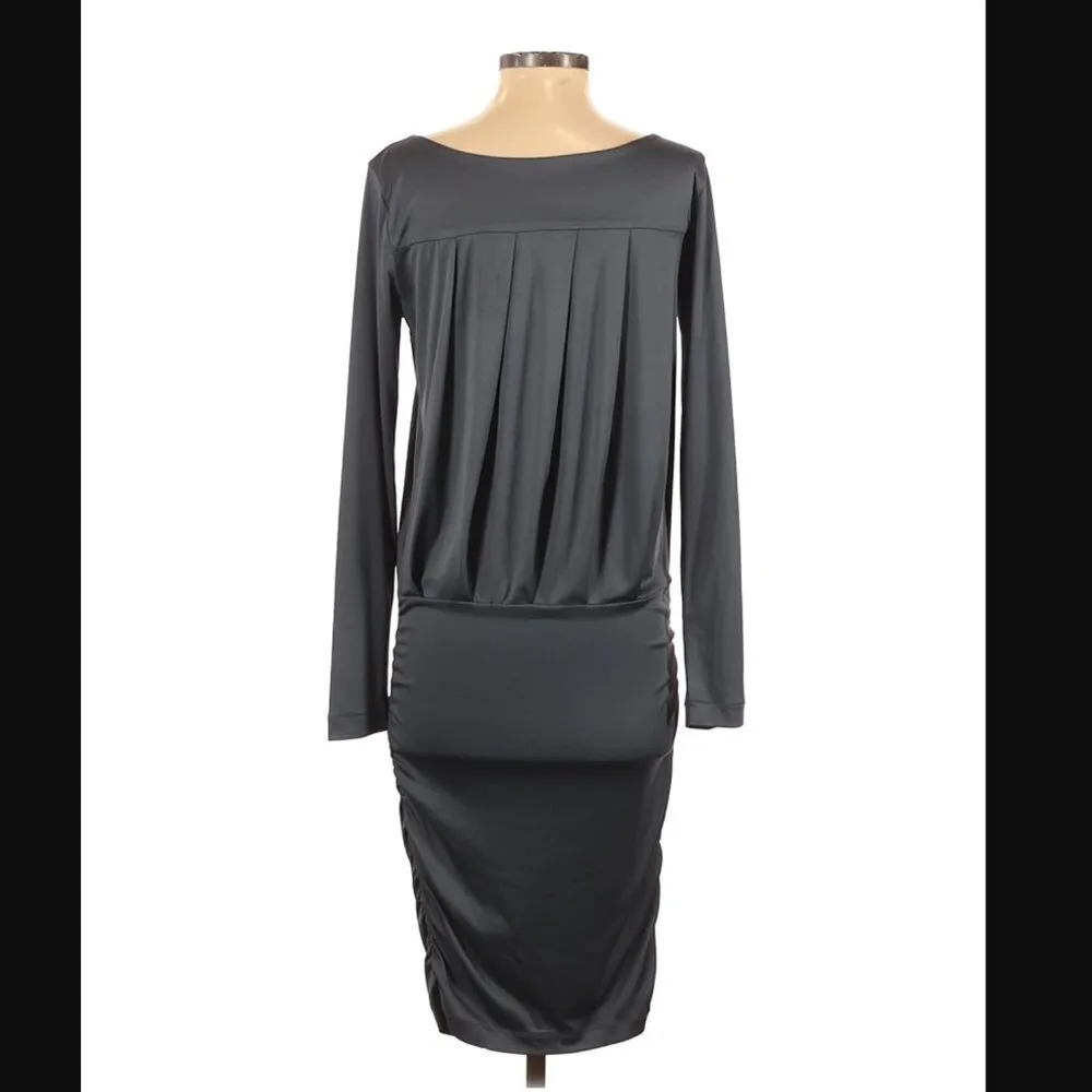 RACHEL Rachel Roy Dress XS Pleated Ruched Long Sleeve Pewter Gray Cocktail Party - Image 4