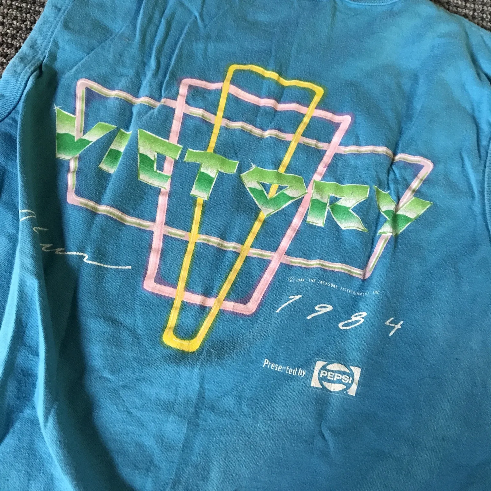 Michael Jackson‎ 1984 Victory Your Tank Top Large Teal VINTAGE Blue Size M - Image 6