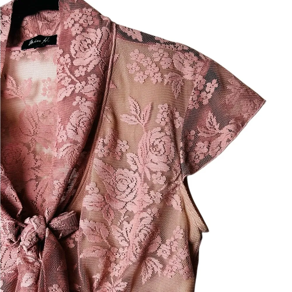 Vintage Floral Lace Burnout Babydoll Shirt Whimsy Coquette Size Large - Image 5