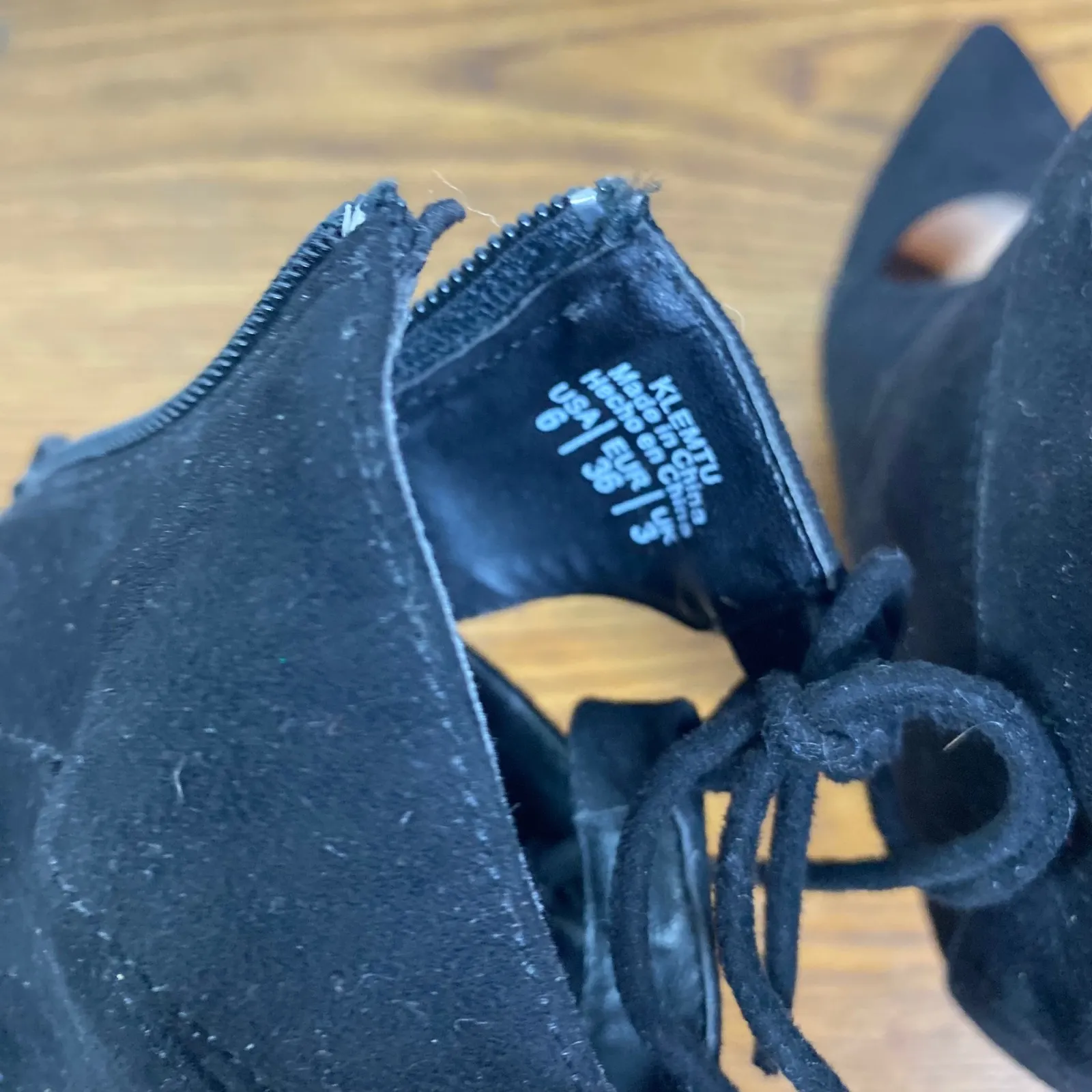 Mix No. 6 Lace Up Heels Pointed Toe Stiletto‎ Ankle Booties Black Size 8 - Image 6