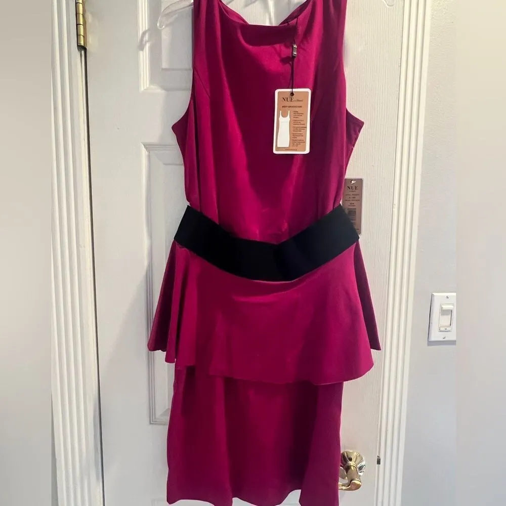 NWT Nue By Shani Sleeveless Jersey Sheath dress with removable peplum in size 12 Pink - Image 5