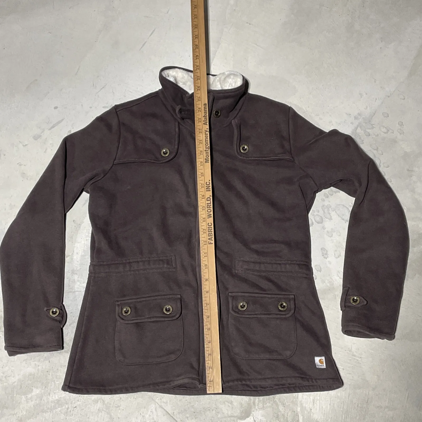 Carhartt Women's WK111 Sherpa Lined Collar Full Zip Jacket Brown SZ Large VTG - Image 7