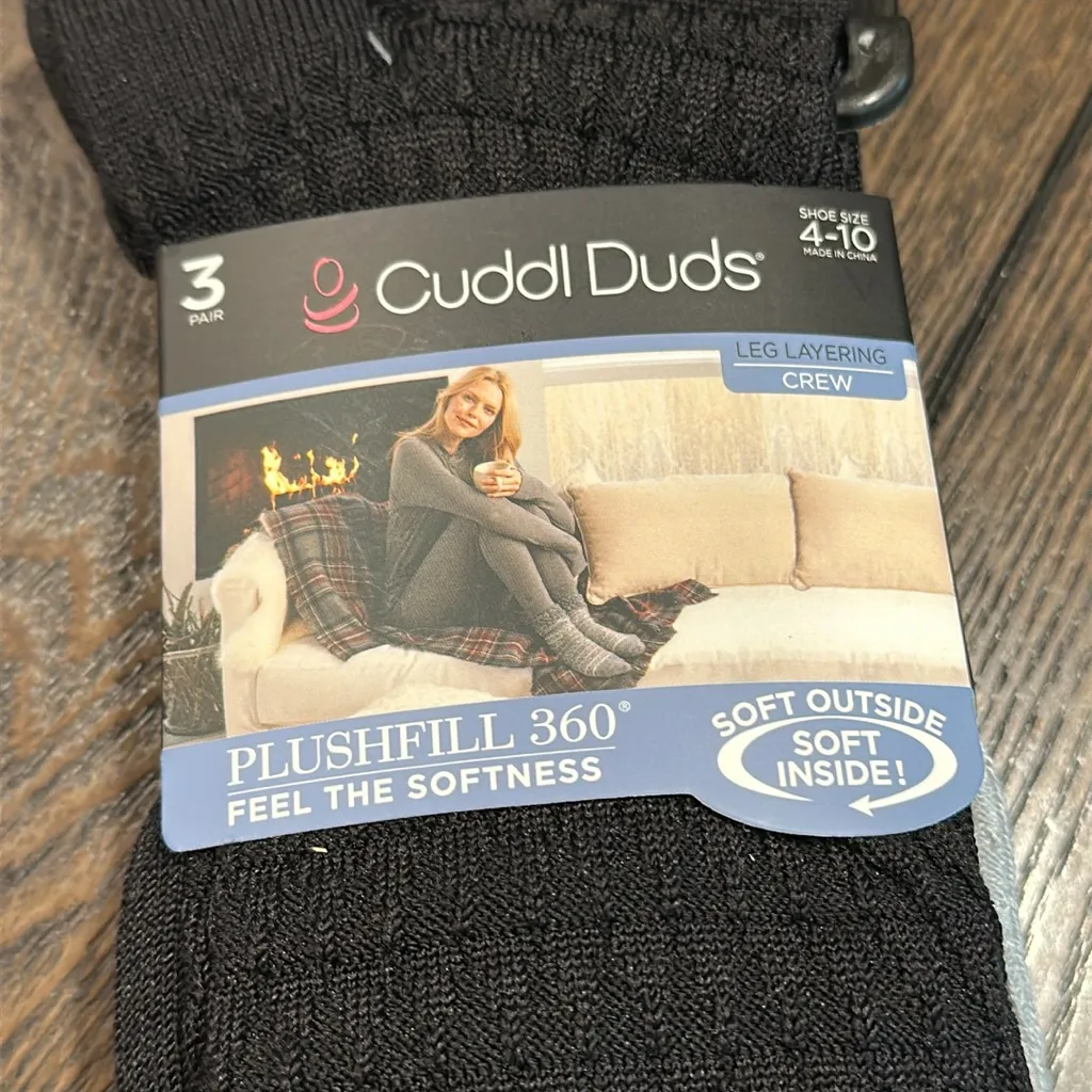 Cuddl Duds Plushfill 3-Pack Midweight Falling Rain Texture Crew Socks NEW - Image 6