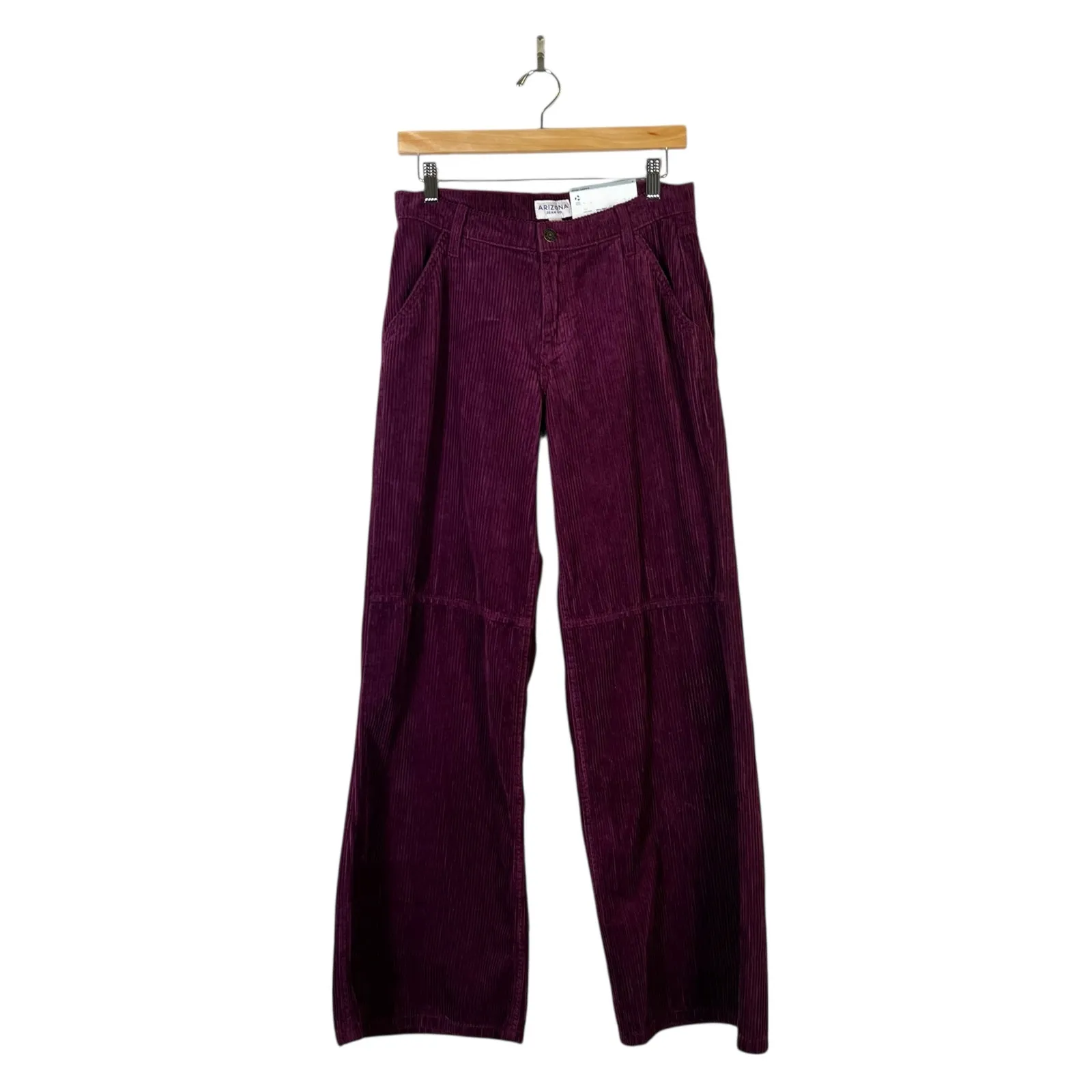 NWT Arizona Wide Leg Corduroy Pants Juniors 5 Burgundy High Rise Boho Retro 90s - Image 2