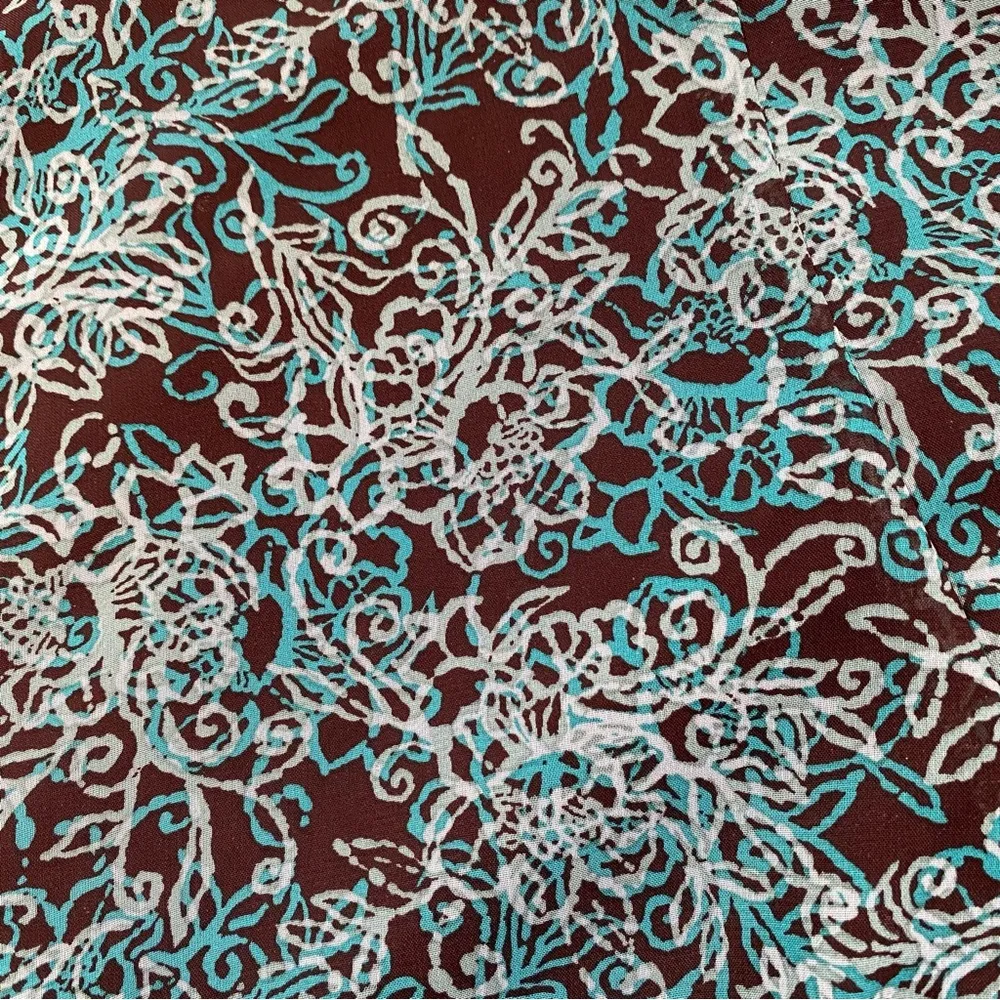 Vintage 90s/Y2K R&M Richards Swirling Floral Fairycore Maxi Dress Size 12P Brown - Image 6