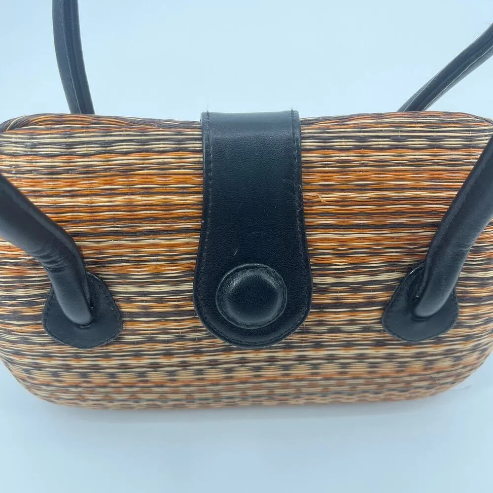 Le Sac Y2K Handmade Woven Hard Shell Purse Boho Coastal Cowgirl Retro Mini Tan - Image 2