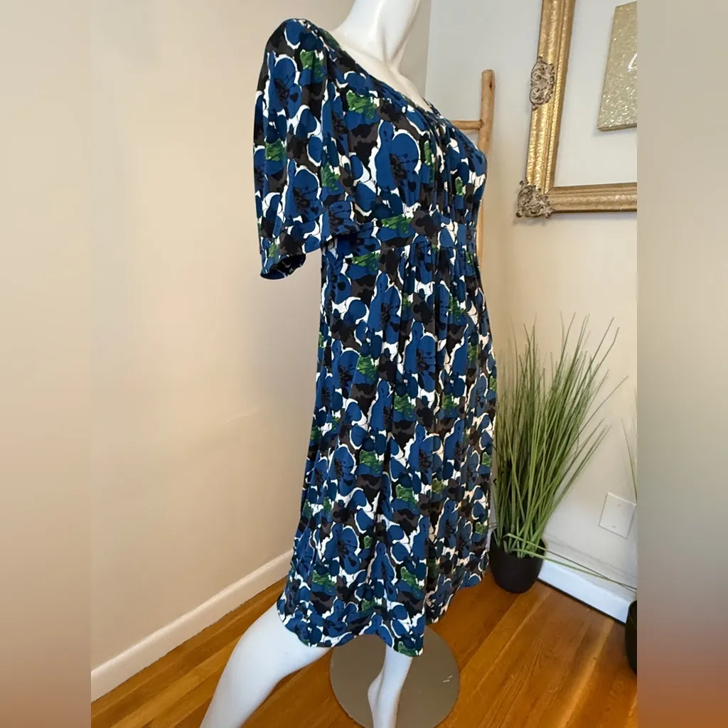 Saks Fifth Avenue Floral Print Midi Short Sleeve Dress Small - Image 4