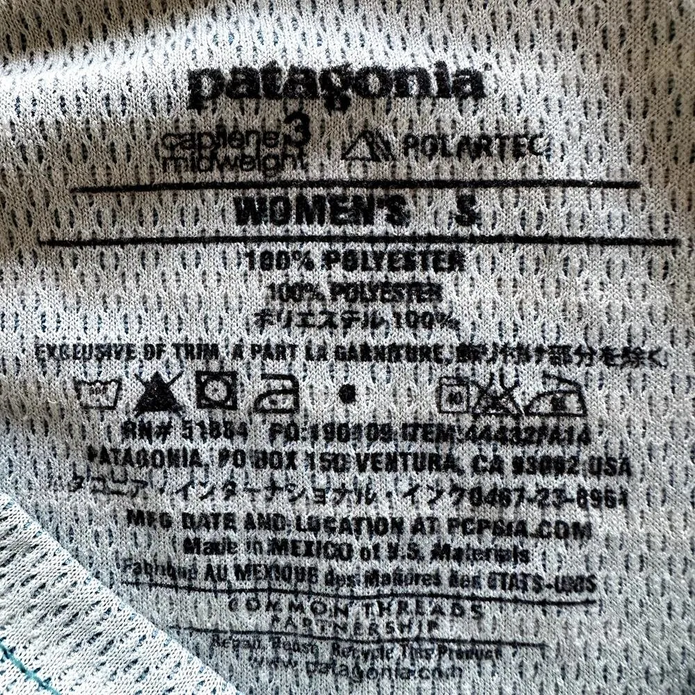 Patagonia Capilene 3 Long Sleeve Top Striped Thermal Midweight Outdoor Green S - Image 3