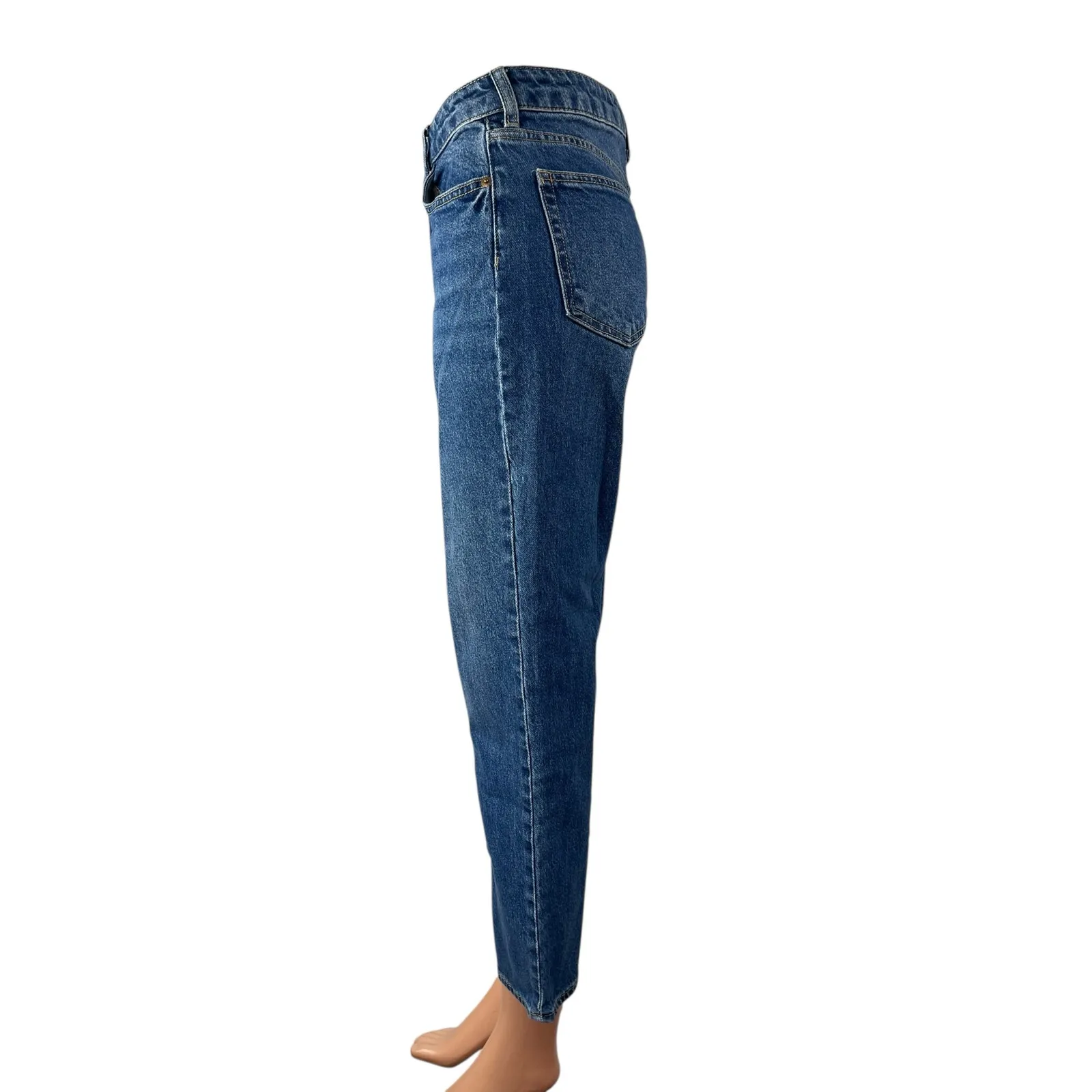 H&M Women's Blue Medium Wash High Waisted Straight Leg Denim Jeans Size 4 - Image 5