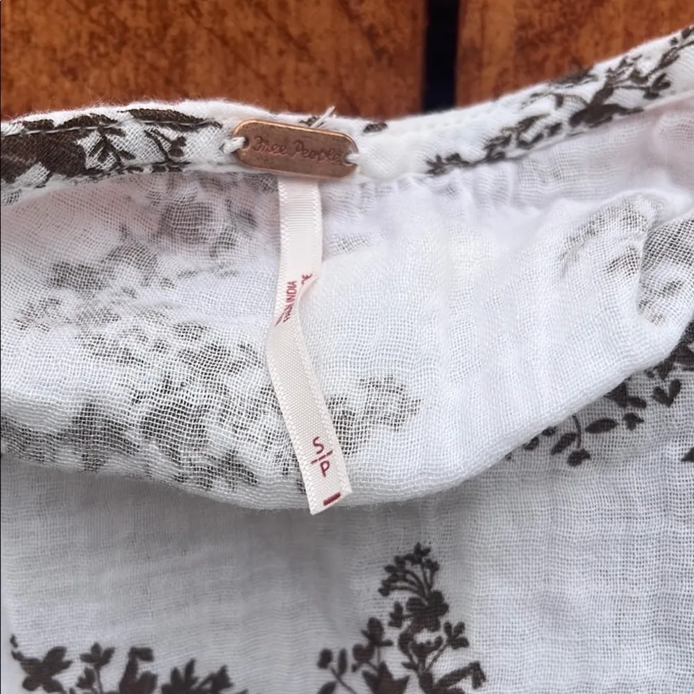 Free People Cream Smocked Camisole with Spaghetti Straps - Image 2