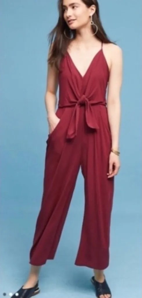 Moulinette Soeurs Willa Tie-Waist Cropped Jumpsuit Stretch Size X Small Women's - Image 1