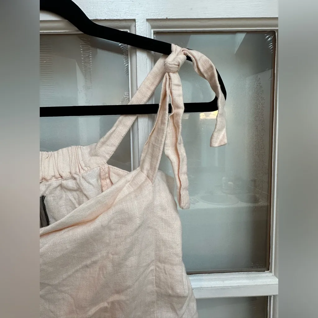 Reformation Blush Pink Amalia Linen Off-Shoulder Crop Top Size XS Minimalist - Image 4